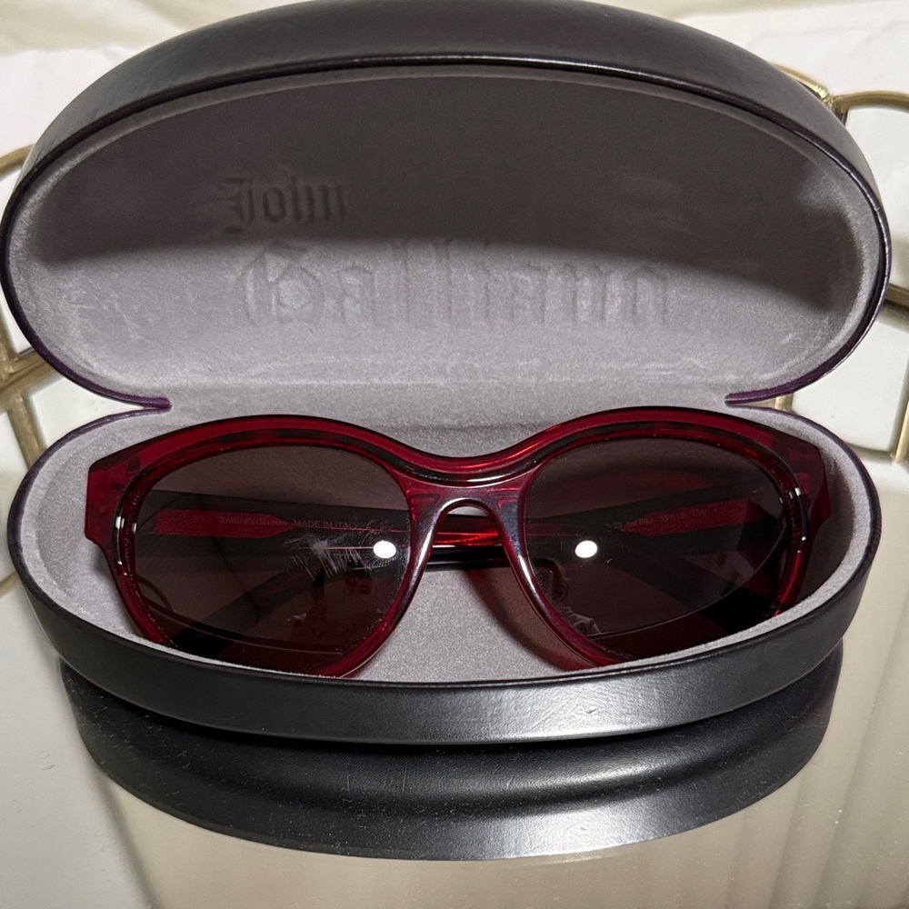John Galliano Burgundy Sunglasses